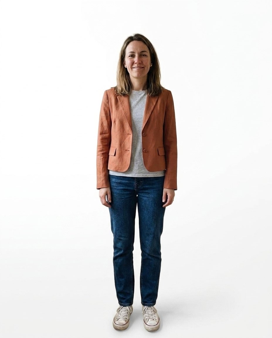 Dieselbe Person im Terra Blazer, virtuell anprobiert